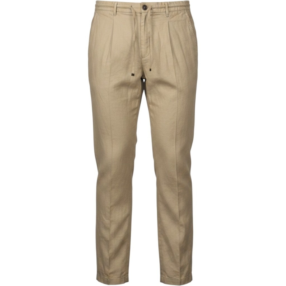 Murano Baird McNutt Linen Cotton Slim Fit Pants Khaki Tan 32x30 Drawstring Mens